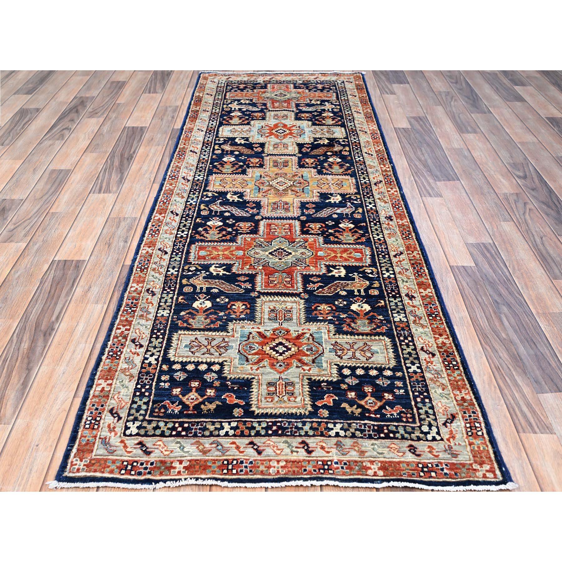 Fleur De Lis Living 2'7"x7'9" Blue Runner Armenian Inspired Caucasian